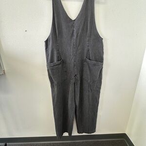 EXLURA High Roller Black Bib Jumpsuit Womens Size L Casual Loose Baggy Overalls